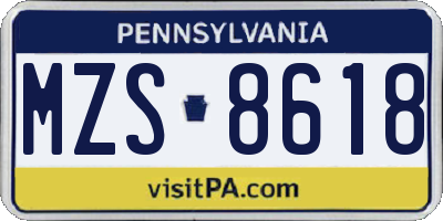 PA license plate MZS8618