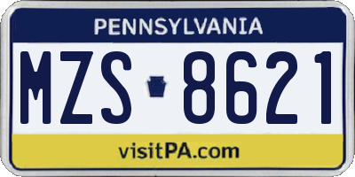 PA license plate MZS8621