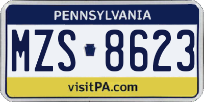 PA license plate MZS8623