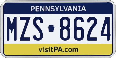 PA license plate MZS8624