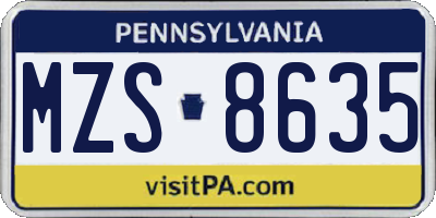 PA license plate MZS8635
