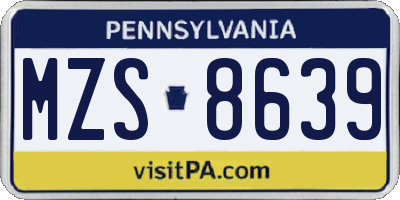 PA license plate MZS8639