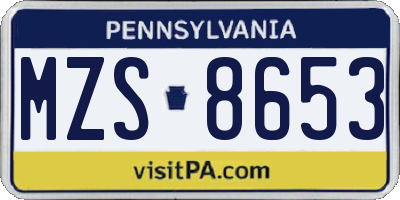PA license plate MZS8653