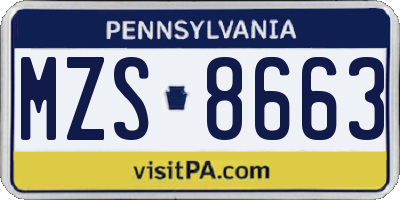 PA license plate MZS8663
