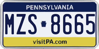 PA license plate MZS8665