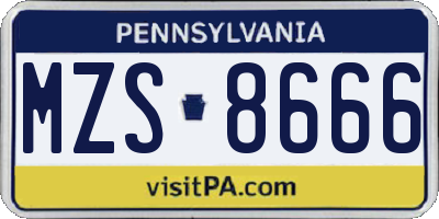 PA license plate MZS8666