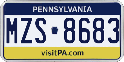 PA license plate MZS8683