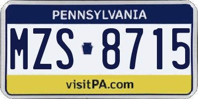 PA license plate MZS8715