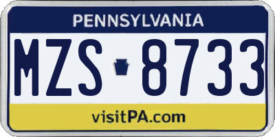 PA license plate MZS8733