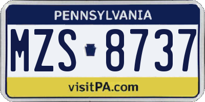 PA license plate MZS8737