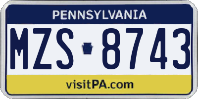 PA license plate MZS8743