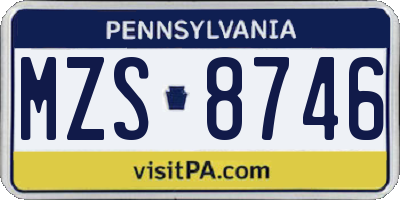 PA license plate MZS8746