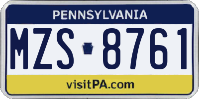 PA license plate MZS8761