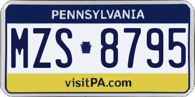 PA license plate MZS8795