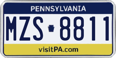 PA license plate MZS8811