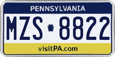 PA license plate MZS8822