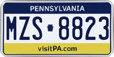 PA license plate MZS8823