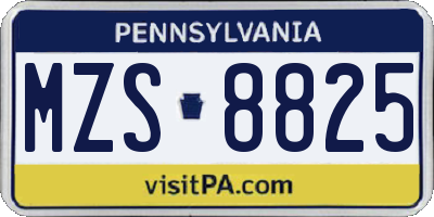 PA license plate MZS8825