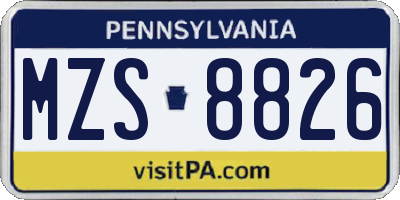 PA license plate MZS8826