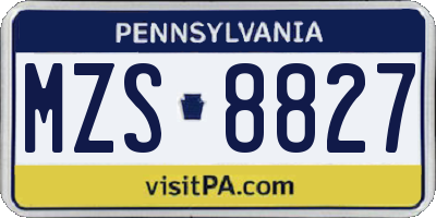 PA license plate MZS8827
