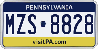 PA license plate MZS8828