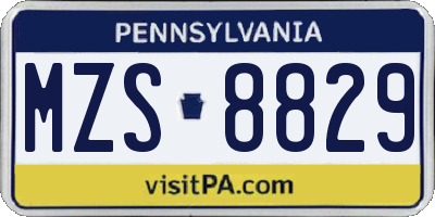 PA license plate MZS8829