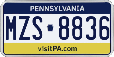 PA license plate MZS8836