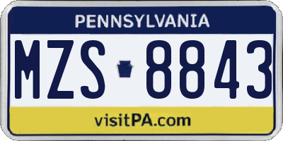 PA license plate MZS8843
