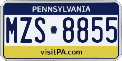PA license plate MZS8855