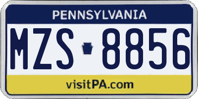PA license plate MZS8856