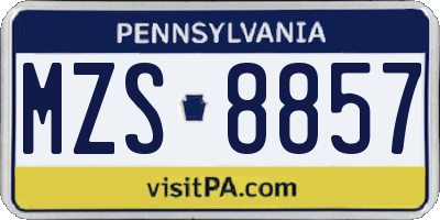 PA license plate MZS8857
