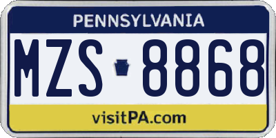 PA license plate MZS8868