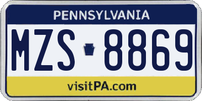 PA license plate MZS8869