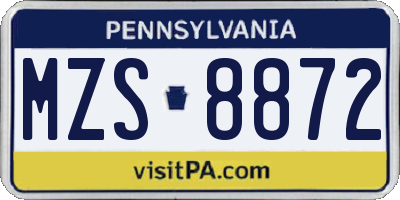 PA license plate MZS8872