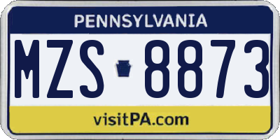 PA license plate MZS8873