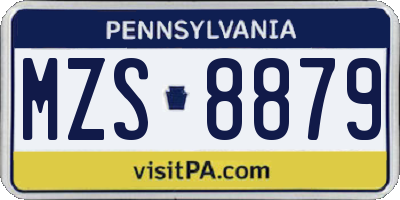 PA license plate MZS8879