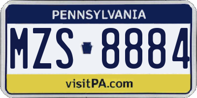 PA license plate MZS8884