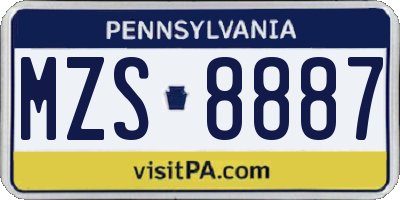 PA license plate MZS8887