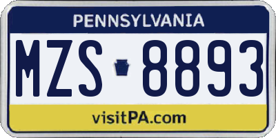 PA license plate MZS8893