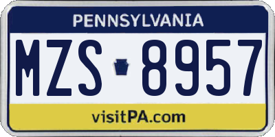 PA license plate MZS8957
