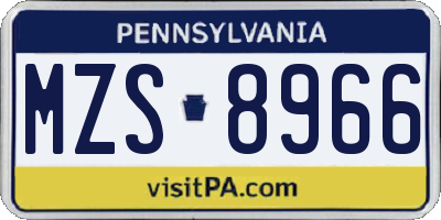 PA license plate MZS8966