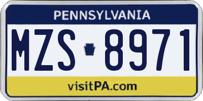 PA license plate MZS8971