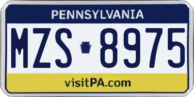 PA license plate MZS8975