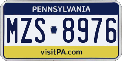 PA license plate MZS8976