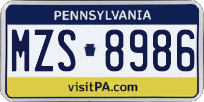 PA license plate MZS8986