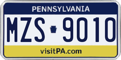 PA license plate MZS9010