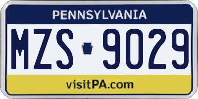 PA license plate MZS9029