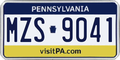 PA license plate MZS9041