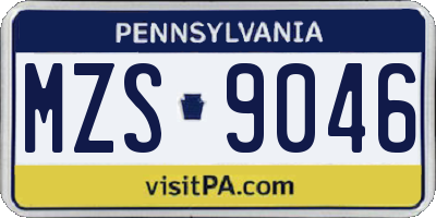 PA license plate MZS9046