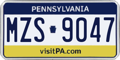 PA license plate MZS9047